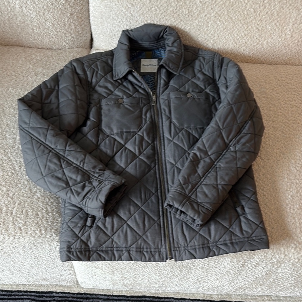 Tommy Bahama Charcoal Puffer Jacket with Diamond Quilting